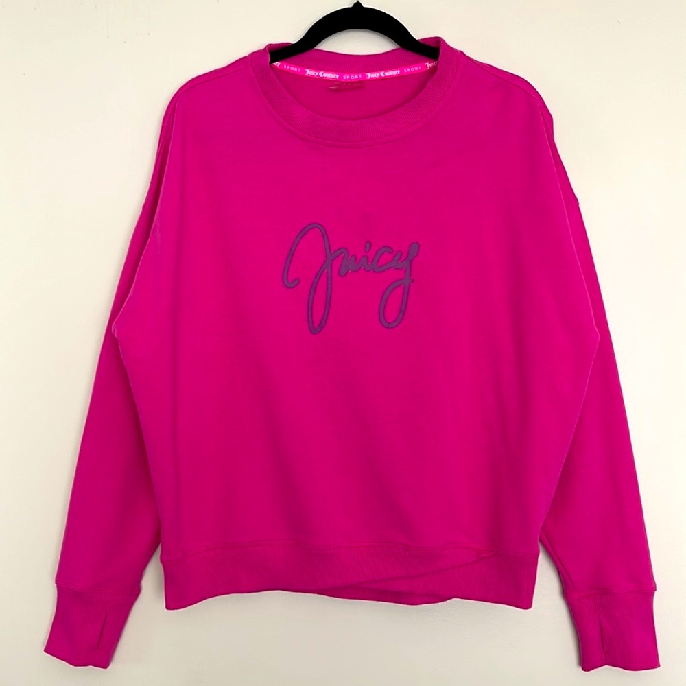 Juicy Couture Sports Script Pullover Sweatshirt Pink Size L
